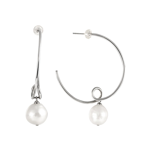 Серьги пусеты из серебра 925 пробы с жемчугом