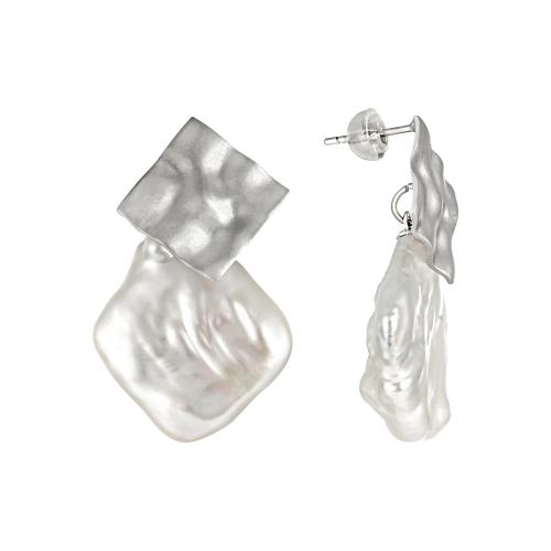 Серьги пусеты из серебра 925 пробы с жемчугом