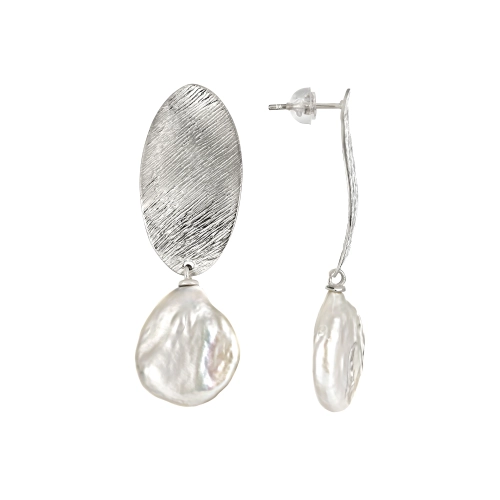 Серьги пусеты из серебра 925 пробы с жемчугом