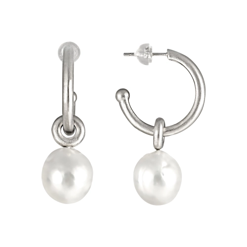 Серьги пусеты из серебра 925 пробы с жемчугом