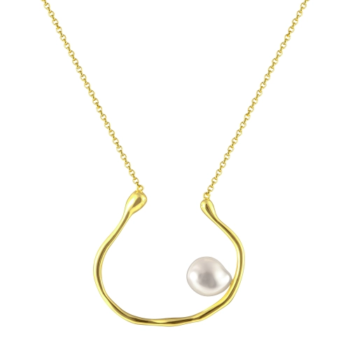 Колье из серебра 925 пробы с позолотой, с жемчугом