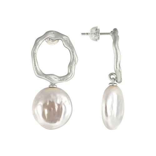 Серьги пусеты из серебра 925 пробы с жемчугом