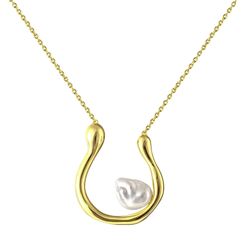 Колье из серебра 925 пробы с позолотой, с жемчугом