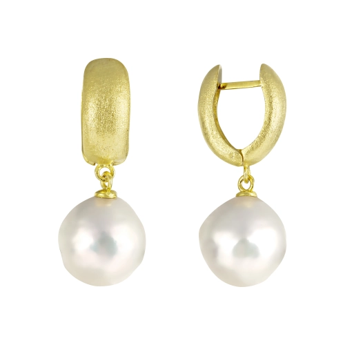 Серьги из серебра 925 пробы с позолотой, с жемчугом