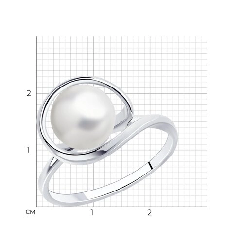 Кольцо из серебра 925 пробы с искусственным жемчугом