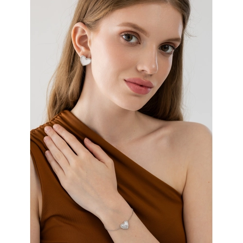 Серьги из серебра 925 пробы с перламутром и фианитами