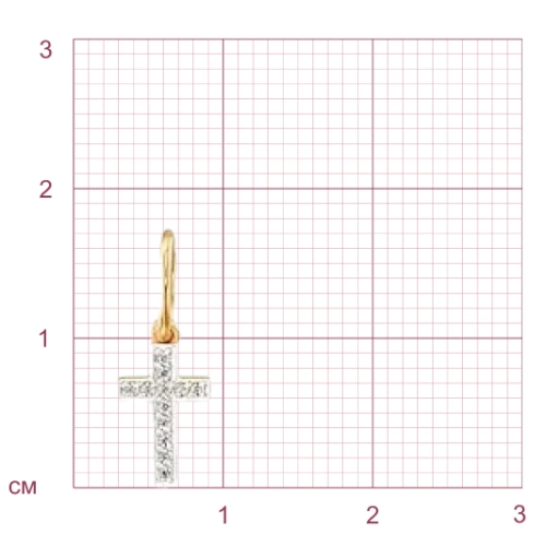 Подвеска декоративный крест из белого золота 585 пробы с фианитами
