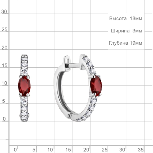 Серьги из серебра 925 пробы с гранатами и фианитами