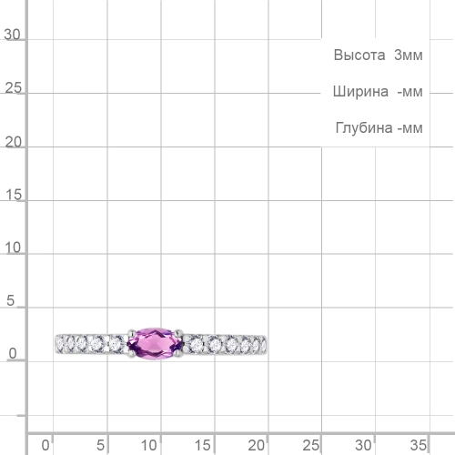 Кольцо из серебра 925 пробы с аметистом и фианитами