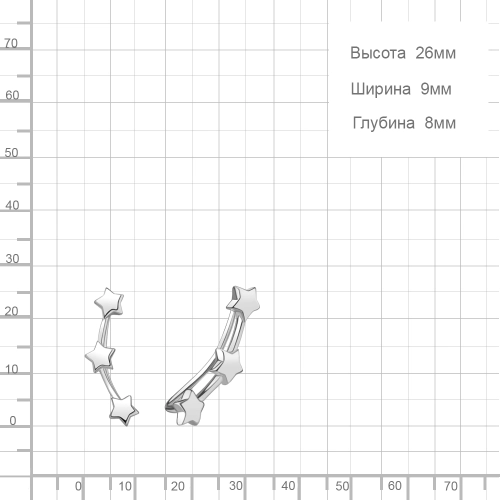 Серьги пины из серебра 925 пробы