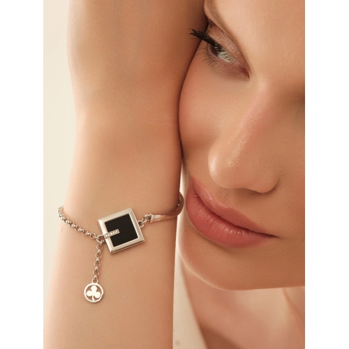 Браслет из белого золота 585 пробы с ониксом и фианитами