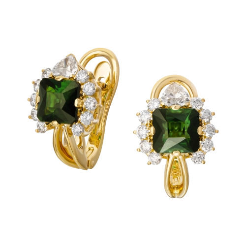 Серьги (750 ж) турмалин, бриллиант