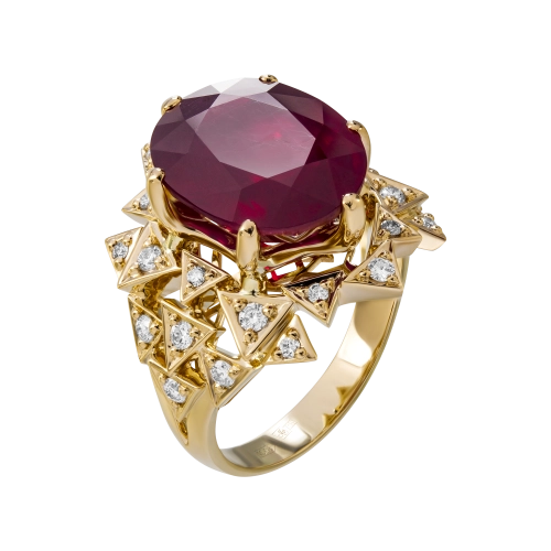 Кольцо (750 ж) рубин, бриллиант