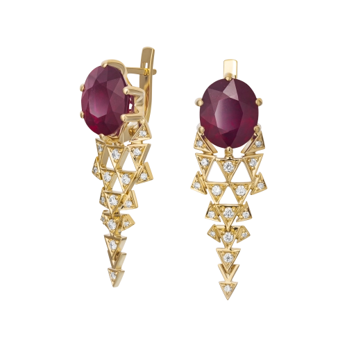 Серьги (750 ж) рубин, бриллиант