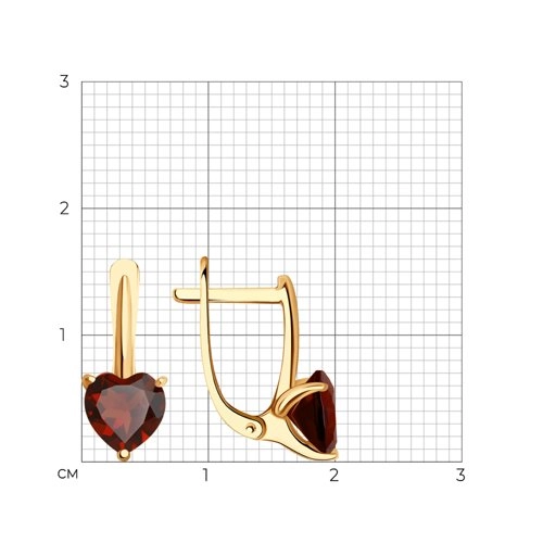 Серьги из золота 585 пробы с гранатом