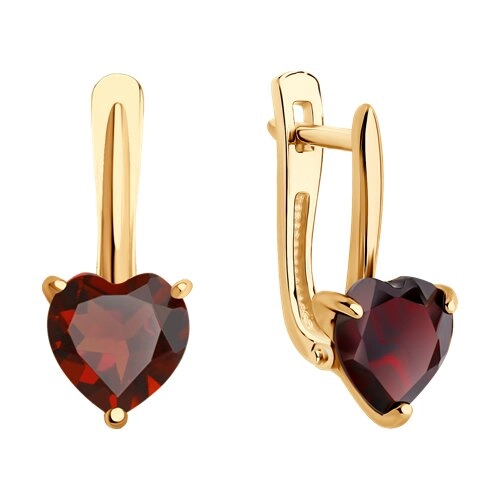 Серьги из золота 585 пробы с гранатом