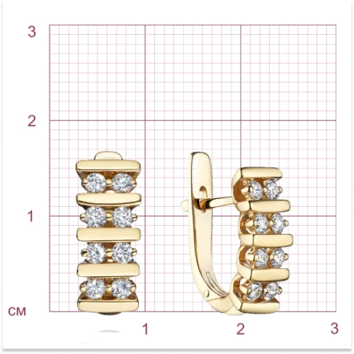 Серьги из желтого золота 585 пробы с бриллиантами
