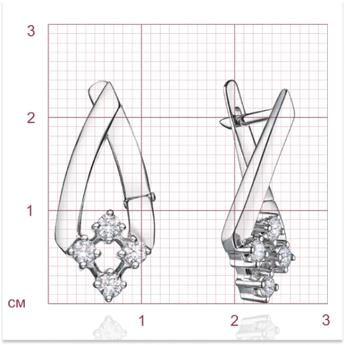 Серьги из белого золота 585 пробы с бриллиантами