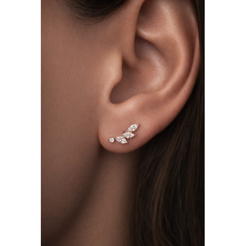 Серьги пусеты из золота 585 пробы с фианитами