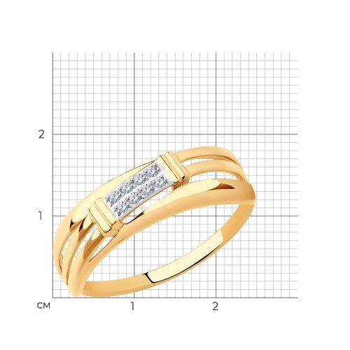 Кольцо из золота 585 пробы с фианитами