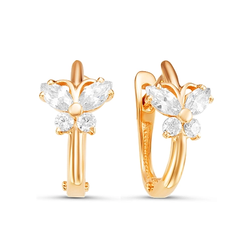 Серьги из золота 585 пробы с фианитами
