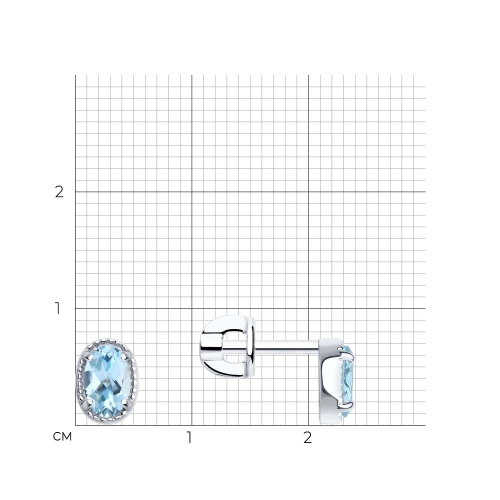 Серьги пусеты из серебра 925 пробы с топазами