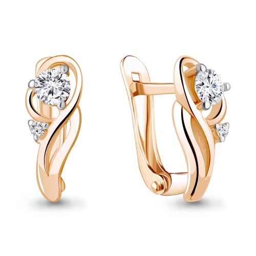 Серьги из золота 585 пробы с фианитами