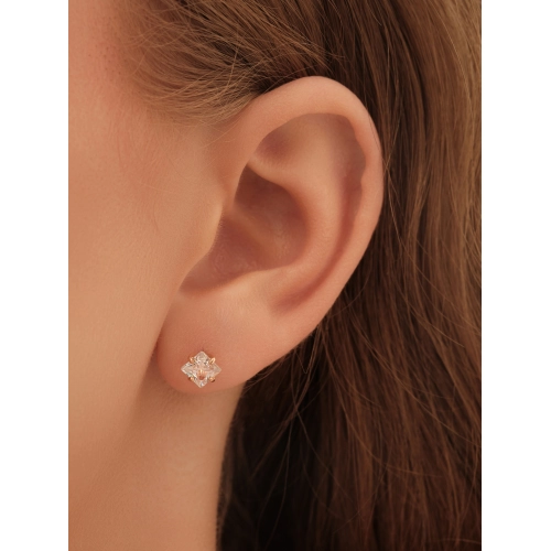 Серьги пусеты из золота 585 пробы с фианитами