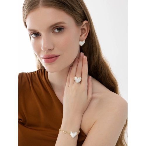 Серьги из серебра 925 пробы с позолотой, перламутром и фианитами