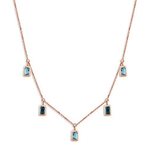 Колье из белого золота 585 пробы с топазами и топазом London Blue