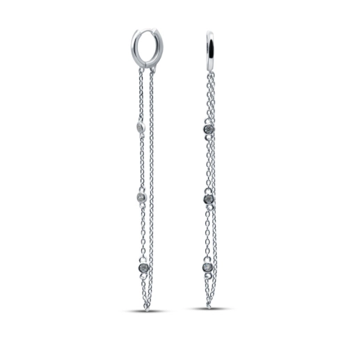 Серьги конго из серебра 925 пробы с фианитами