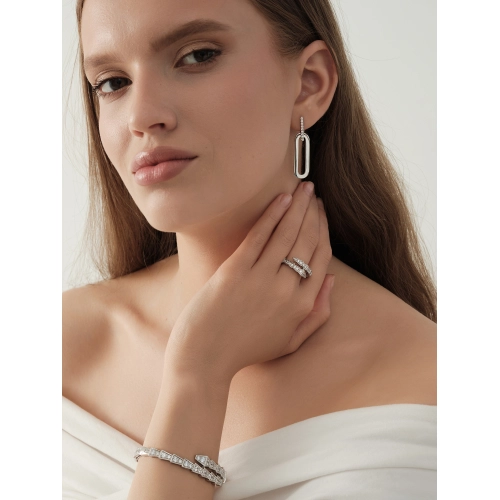 Серьги из белого золота 585 пробы с фианитами