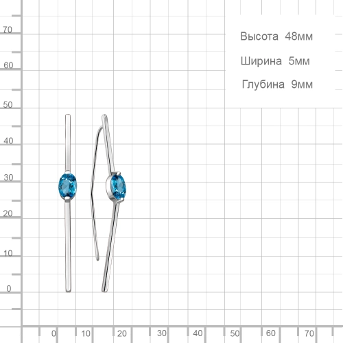 Серьги петельки из серебра 925 пробы с топазами