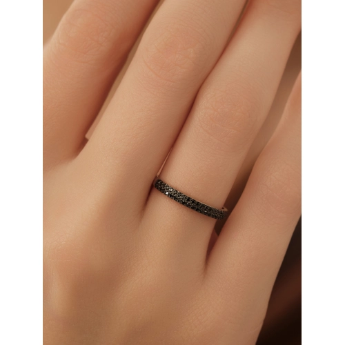 Кольцо из белого золота 585 пробы с черными бриллиантами