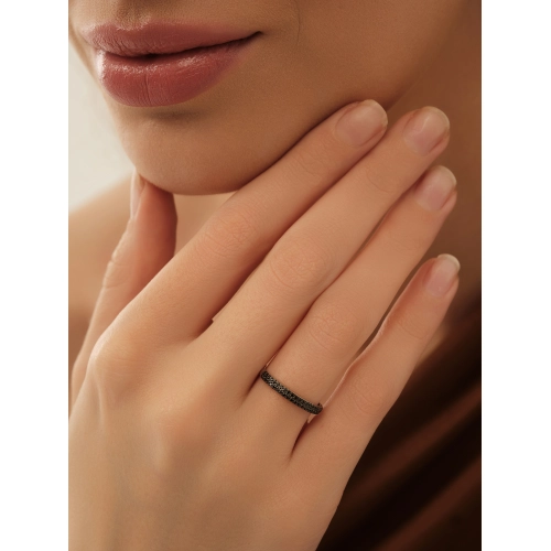 Кольцо из белого золота 585 пробы с черными бриллиантами