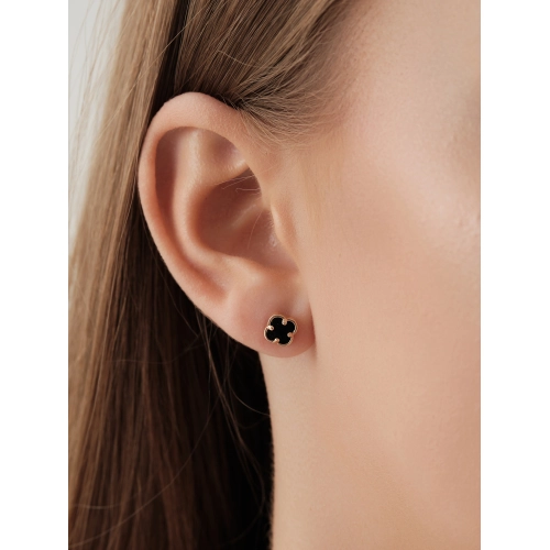 Серьги пусеты из золота 585 пробы с ониксом