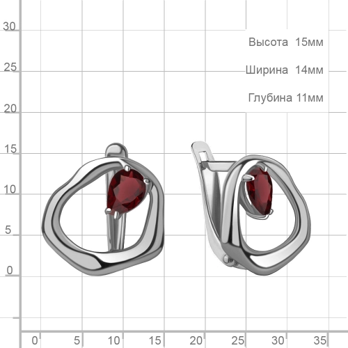 Серьги из серебра 925 пробы с гранатами