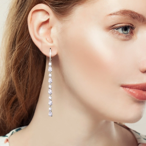 Серьги из серебра 925 пробы с фианитами