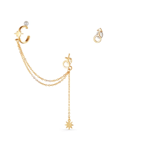 Серьги пусеты из серебра 925 пробы с позолотой, с жемчугом