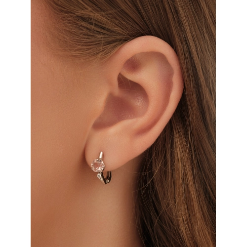 Серьги из серебра 925 пробы с искусственным морганитом и фианитами