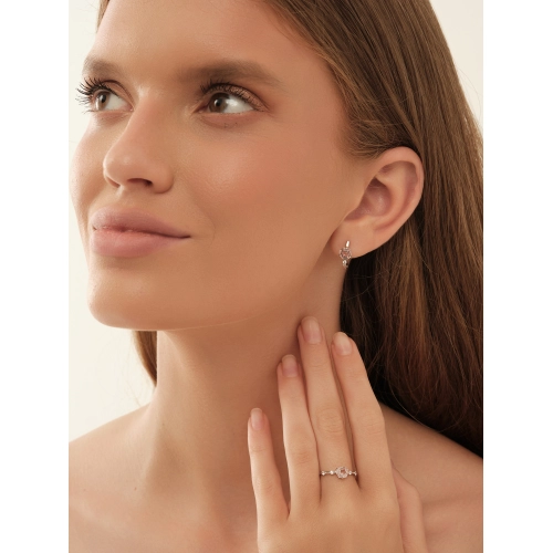 Серьги из серебра 925 пробы с искусственным морганитом и фианитами