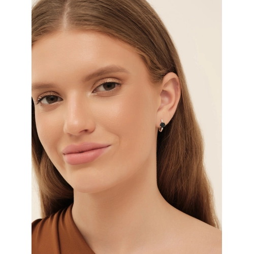 Серьги из серебра 925 пробы с исксственным топазом ЛОНДОН и фианитами