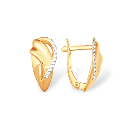 Серьги из золота 585 пробы с фианитами