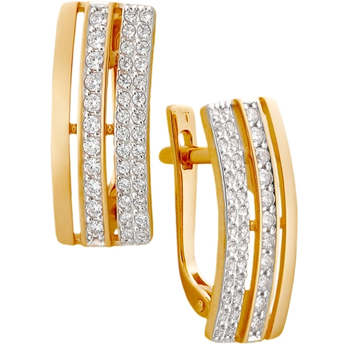 Серьги из золота 585 пробы с фианитами