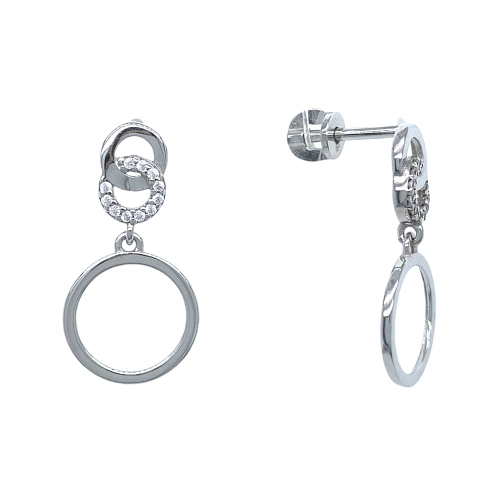 Серьги пусеты из серебра 925 пробы с фианитами