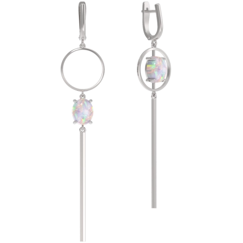 Серьги из серебра 925 пробы с искусственным опалом