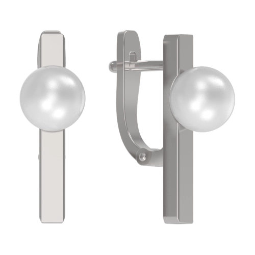 Серьги из серебра 925 пробы с искусственным жемчугом