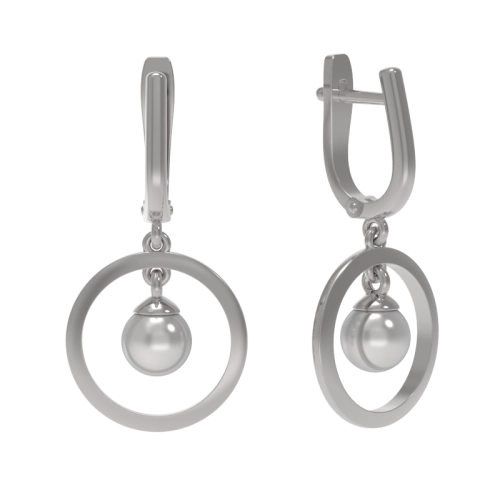 Серьги из серебра 925 пробы с искусственным жемчугом
