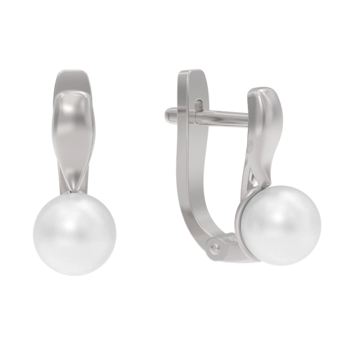 Серьги из серебра 925 пробы с искусственным жемчугом