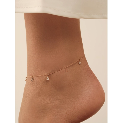 Браслет на ногу из золота 585 пробы с фианитами